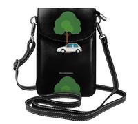 YYHWHJDE Petit sac à main pour téléphone portable 19,3 x 12,4 cm, petite voiture près de la route motif arbres en cuir pour femme, parfait pour la marche, le camping