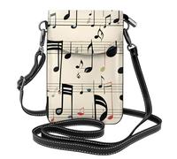 YYHWHJDE Petit sac à main pour téléphone portable 19,3 x 12,4 cm sur le thème musical clefs de musique image étui à rabat en cuir pour femme, parfait pour la marche, le camping