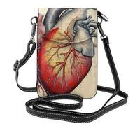 YYHWHJDE Petit sac à main pour téléphone portable de 19,3 x 12,4 cm, anatomie humaine avec motif cœur et image en cuir pour femme, parfait pour la marche, le camping