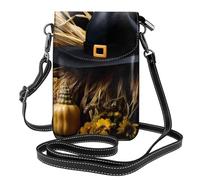 YYHWHJDE Petit sac à main pour téléphone portable de 19,3 x 12,4 cm, chapeau de sorcière, motif maïs, étui à rabat en cuir pour femme, parfait pour la marche, le camping