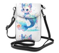 YYHWHJDE Petit sac à main pour téléphone portable de 19,3 x 12,4 cm, motif chaton mignon sirène étui à rabat en cuir pour femme, parfait pour la marche, le camping