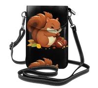 YYHWHJDE Petit sac à main pour téléphone portable de 19,3 x 12,4 cm, motif écureuil endormi avec motif châtaigne, étui de téléphone à rabat en cuir pour femme, parfait pour la marche, le camping