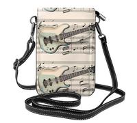 YYHWHJDE Petit sac à main pour téléphone portable de 19,3 x 12,4 cm, motif guitare, basse, instruments de musique, étui à rabat en cuir pour femme, parfait pour la marche, le camping