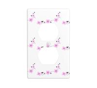 YYHWHJDE Petite fleur violette au printemps imprimée double prise murale panneau mural plaque de couverture de prise électrique Shatter décoration durable 11,4 x 7 cm