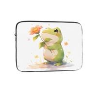 YYHWHJDE Petite grenouille tenant des fleurs - Housse de protection antichoc pour ordinateur portable de 43,2 cm - Pour homme et femme, voyage d'affaires, bureau et usage quotidien