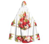 YYHWHJDE Petite hirondelle dans la fraise - Grande cape à capuche pour adulte - Avec nœud papillon - Sans fermeture éclair