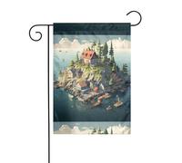 YYHWHJDE Petite ville sur l'île - Mât de drapeau de jardin - Décoration de cour extérieure - Tendance - 30,5 x 45,7 cm