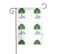 YYHWHJDE Petite voiture à côté des arbres en bordure de route, mât de drapeau de jardin, décoration de cour extérieure double face, 30,5 x 45,7 cm