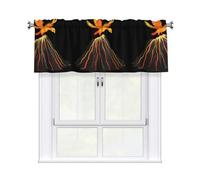 YYHWHJDE Phoenix on the volcano Prints Rideau avec tringle courte 137,2 x 45,7 cm pour cuisine, salle de bain, buanderie et fenêtres de studio, avec filtre de lumière