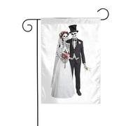 YYHWHJDE Photo de couple de squelettes heureux - Mât de drapeau extérieur - Décoration de cour - Double face - 30,5 x 45,7 cm