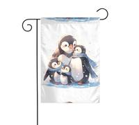 YYHWHJDE Photo de famille de pingouins heureux - Mât de drapeau de jardin - Décoration extérieure - Double face - 30,5 x 45,7 cm