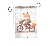 YYHWHJDE Photo de petit renard sur un mât de drapeau de jardin, décoration de cour extérieure double face, 30,5 x 45,7 cm