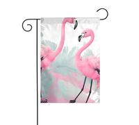 YYHWHJDE Photo flamant rose sur mât de drapeau de jardin, décoration de cour extérieure double face, 30,5 x 45,7 cm