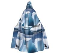 YYHWHJDE Pingouins sur l'iceberg Imprimés Halloween Cape à capuche pour adulte pour fêtes et costumes