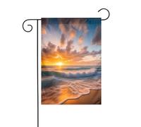 YYHWHJDE Plage Maui Hawaï Coucher de Soleil Vagues Nuages Imprimés Jardin Mât Extérieur Cour Décoration Mode 30,5 x 45,7 cm