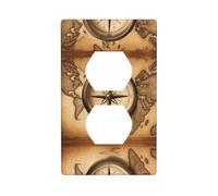 YYHWHJDE Plaque murale à double prise murale avec boussole et carte du monde - Résistante aux chocs et durable - 11,4 x 7 cm