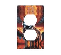 YYHWHJDE Plaque murale à double prise murale avec motif de loup Totem avec image de feu - Résistante aux chocs et durable - 11,4 x 7 cm