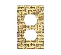 YYHWHJDE Plaque murale double prise murale avec motif labyrinthe au trésor - Résistante aux chocs et durable - 11,4 x 7 cm