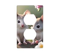 YYHWHJDE Plaque murale double prise murale avec motif souris amoureuse - Résistante aux chocs et durable - 11,4 x 7 cm