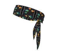 YYHWHJDE Poisson coloré sur le filet de pêche, foulard de sport, absorbant la transpiration et respirant, bandeau de mouvement, foulard double face