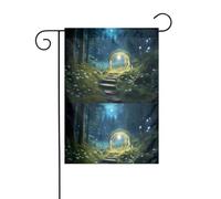 YYHWHJDE Pont en arche dans une forêt profonde - Mât de drapeau de jardin extérieur - Décoration tendance - 30,5 x 45,7 cm