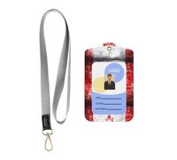 YYHWHJDE Porte-cartes en cuir avec lanière pour badge d'identité | Tableau rétro du drapeau du Canada durable et imperméable