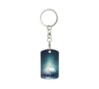 YYHWHJDE Porte-clés rectangulaire en métal avec imprimé floral Magic Lotus