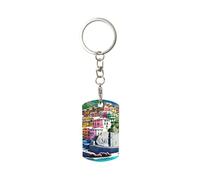 YYHWHJDE Porte-clés rectangulaire en métal pour homme et femme, solide et robuste, motif paysage Cinque Terre, blanc, taille unique