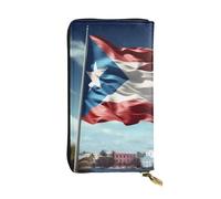 YYHWHJDE Portefeuille long en cuir avec drapeau de Porto Rico - Conçu pour les filles et les femmes tendance - Élégant et personnalisé - 19 x 10,5 cm - Noir - Taille unique, Noir , Taille unique