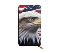 YYHWHJDE Portefeuille long en cuir avec image d'aigle chauve américain conçu pour les filles et les femmes tendance, élégant et personnalisé 19 x 10,5 cm, noir, taille unique, Noir , Taille unique