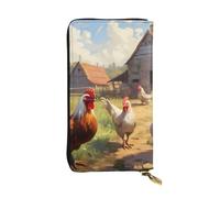 YYHWHJDE Portefeuille long en cuir avec image de poulets et de ferme. Conçu pour les filles et les femmes tendance, élégant et personnalisé, 19 x 10,5 cm, noir, taille unique, Noir , Taille unique