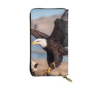 YYHWHJDE Portefeuille long en cuir avec imprimé aigle à tête blanche 3D conçu pour les filles et les femmes tendance, élégant et personnalisé 19 x 10,5 cm, noir, taille unique, Noir , Taille unique