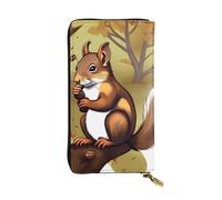 YYHWHJDE Portefeuille long en cuir avec imprimé écureuil mangeur de noix conçu pour les filles et les femmes tendance, élégant et personnalisé 19 x 10,5 cm, noir, taille unique, Noir , Taille unique