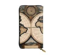 YYHWHJDE Portefeuille long en cuir avec motif carte du monde antique conçu pour les filles et les femmes tendance, élégant et personnalisé 19 x 10,5 cm, noir, taille unique, Noir , Taille unique