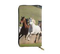 YYHWHJDE Portefeuille long en cuir avec motif chevaux au galop Conçu pour les filles et les femmes tendance, élégant et personnalisé 19 x 10,5 cm, noir, taille unique, Noir , Taille unique