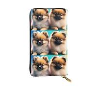 YYHWHJDE Portefeuille long en cuir avec motif chiots de Poméranie et point Conçu pour les filles et les femmes tendance, élégant et personnalisé 19 x 10,5 cm, noir, taille unique, Noir , Taille unique