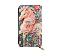 YYHWHJDE Portefeuille long en cuir avec motif licorne rose découpé en papier conçu pour les filles et les femmes tendance, élégant et personnalisé 19 x 10,5 cm, noir, taille unique, Noir , Taille