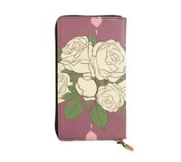 YYHWHJDE Portefeuille long en cuir avec motif rose d'amour blanc conçu pour les filles et les femmes tendance, élégant et personnalisé 19 x 10,5 cm, noir, taille unique, Noir , Taille unique
