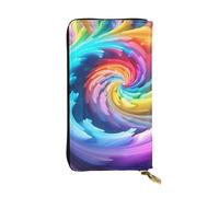 YYHWHJDE Portefeuille long en cuir avec motif tourbillon arc-en-ciel conçu pour les filles et les femmes tendance, élégant et personnalisé 19 x 10,5 cm, noir, taille unique, Noir , Taille unique