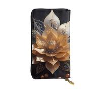 YYHWHJDE Portefeuille long en cuir blanc avec motif fleur de lotus délicat conçu pour les filles et les femmes tendance, élégant et personnalisé 19 x 10,5 cm, noir, taille unique, Noir , Taille unique
