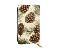 YYHWHJDE Portefeuille long en cuir de qualité avec bordure en forme de pomme de pin pour filles et femmes, élégant 19 x 10,5 cm, Noir , Taille unique