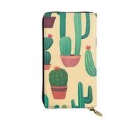 YYHWHJDE Portefeuille long en cuir de qualité avec illustration de cactus mignon sans couture conçu pour les filles et les femmes tendance 19 x 10,5 cm, Noir , Taille unique