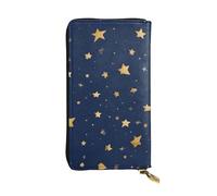 YYHWHJDE Portefeuille long en cuir de qualité avec image bleu marine ciel et étoiles conçu pour les filles et les femmes tendance 19 x 10,5 cm, Noir , Taille unique