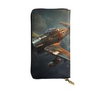 YYHWHJDE Portefeuille long en cuir de qualité avec image d'avion de guerre conçu pour les filles et les femmes tendance 19 x 10,5 cm, Noir , Taille unique