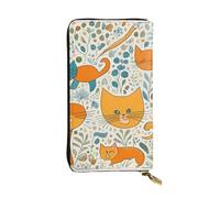 YYHWHJDE Portefeuille long en cuir de qualité avec image de chat orange de dessin animé, conçu pour les filles et les femmes, élégant 19 x 10,5 cm, Noir , Taille unique