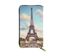 YYHWHJDE Portefeuille long en cuir de qualité avec image de la Tour Eiffel vintage pour filles et femmes 19 x 10,5 cm, Noir , Taille unique