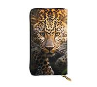 YYHWHJDE Portefeuille long en cuir de qualité avec image de léopard amusant conçu pour les filles et les femmes tendance 19 x 10,5 cm, Noir , Taille unique