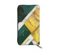 YYHWHJDE Portefeuille long en cuir de qualité avec image de marbre jaune et vert, conçu pour les filles et les femmes, élégant 19 x 10,5 cm, Noir , Taille unique