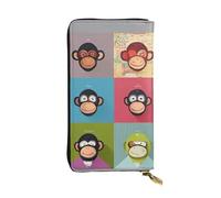 YYHWHJDE Portefeuille long en cuir de qualité avec image de singe mignon conçu pour les filles et les femmes tendance 19 x 10,5 cm, Noir , Taille unique