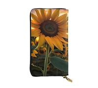 YYHWHJDE Portefeuille long en cuir de qualité avec image de tournesol de ferme, conçu pour les filles et les femmes, élégant 19 x 10,5 cm, Noir , Taille unique
